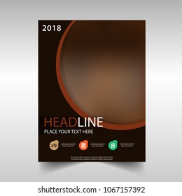 Vector cover of brown color. Creative template on the theme of music.