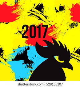 Vector cover calendar 2017. Chinese Year of the Rooster. Vector zodiac.