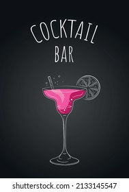 Vector Cover card illustration for cocktaile baron black background. Cocktail art illustration