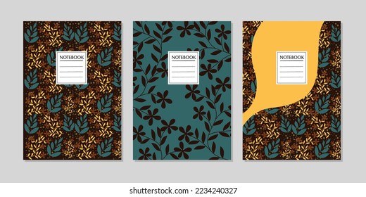 Vector cover with colorful tropical decor, illustration for book, notebook, catalog, brochure. A4 size
