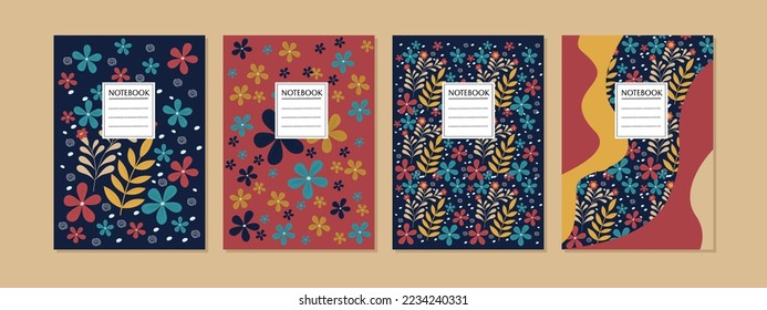 Cubierta vectorial con decoración tropical colorida, ilustración para libro, cuaderno, catálogo, folleto. Tamaño A4
