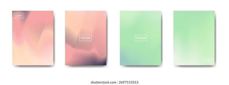 Vector cover design with an abstract gradient background in pastel pink and green. The soft, minimalist, and modern look is perfect for posters, magazines, or presentation templates.