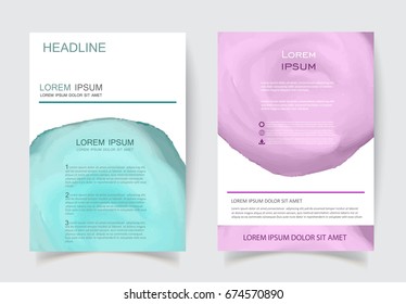 Vector cover design. Modern watercolor flyer,brochure template.