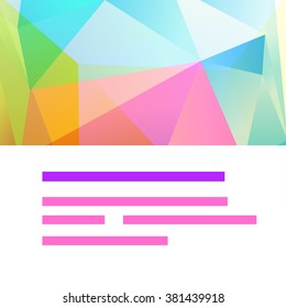 Vector cover design with polygons and colorful lowpoly elements