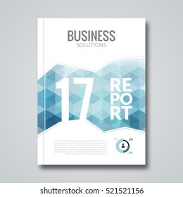 Vector cover design report template. Hex graphic concept illustartion. A4 annual book brochure.