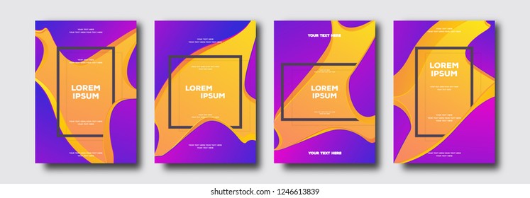 Vector cover design template set liquid abstract modern gradient background for banner sale, flyer, poster, invitation, print, invitation, special offer. Minimal futuristic fluid card 10 eps