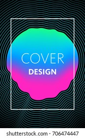 Vector cover design template in trendy bright liquid gradient colors with abstract fluid shapes, paint splashes, ink drops and copy space for text - banner, cover and background.Digital Illustration 