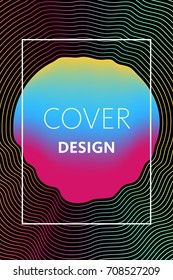 Vector cover design template in trendy bright liquid gradient colors with abstract fluid shapes, paint splashes, ink drops and copy space for text - banner, cover and background.Digital Illustration 