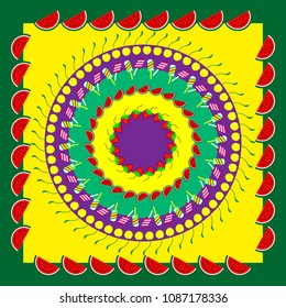 Vector cover design. Design of  tile, carpet, tablecloth fabric, cushion, pillow, bags.  All elements are located on separate layers. All items can be easily edited. 
