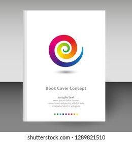Vektorcover von Tagebuch oder Notebook Hardcover - Format A4 Layout Broschüre Konzept - Vollfarbspektrum Regenbogen farbig Spirale Design Element