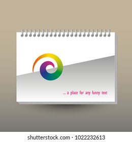 vector cover of diary or notebook with ring spiral binder - format A5 - layout brochure concept - gray gradient with rainbow colored spiral
