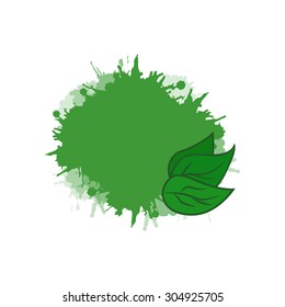 Vector cover with green leaves and spray on the theme of eco life with space for text