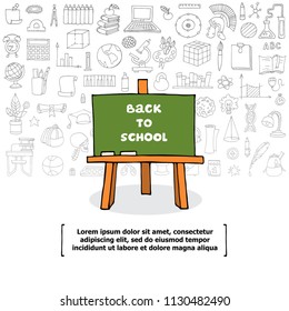 Vector cover with hand drawn symbols of education. Illustration on the theme of back to school
