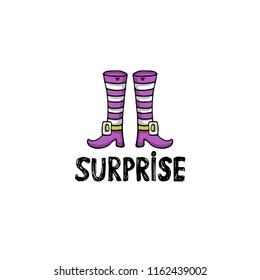 Vector cover with hand drawn witch's boots on the theme of Happy Halloween
