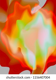 Vector cover with holographic shape background, fire or flame effect texture. Poster background design with vibrant gradient. Flame vector background, cover template with abstract liquid blot shape.