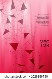 Vector cover layout design. Global network connection low poly grid. Interlinked nodes, atom or social media, web structure concept. Network nodes information technology concept.