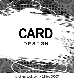 Vector cover with monochrome spots, silhouettes of lines and doodles. Trendy template for the design of posters, flyers, brochures, catalog or business cards. Black and white square background