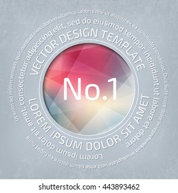 Vector cover or poster design template. Round cut out. Weathered paper texture
