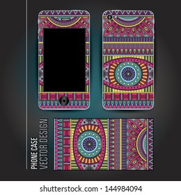 Vector cover smartphone abstract ethnic background