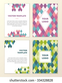 Vector cover template design with colorful geometric triangular background. This template can be used for a flyer, brochure, booklet, leaflet, banner and more.