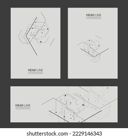 Diseño de la plantilla de cubierta vectorial. Fondo blanco con patrón hexágono abstracto. Diseño de tecnología átomos. Cubierta de conexión de decoración