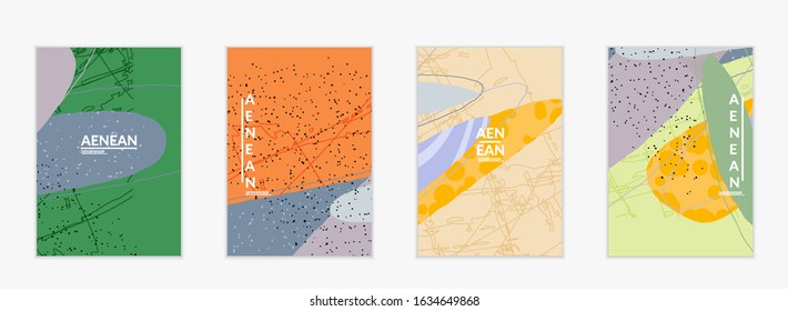 Vector cover template with motley shapes or bolts hand drawn textured. Striped wavy shapes and lines design. Abstract hipster background in flat style. Modern artwork pattern.
