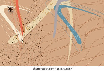 Plantilla de cubierta vectorial con formas variadas o tornillos dibujados a mano con textura. Diseño de líneas y formas onduladas a rayas. Fondo abstracto de hipster en estilo plano. Diseño de arte moderno. 