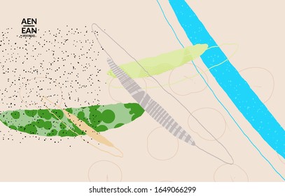 Vector cover template with motley shapes or bolts hand drawn textured. Striped wavy shapes and lines design. Abstract hipster background in flat style. Modern artwork pattern. 