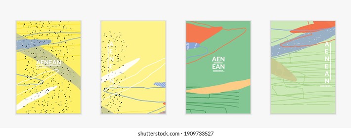 Vector cover template with motley shapes or bolts hand drawn textured. Striped wavy shapes and lines design. Abstract hipster background in flat style. Modern artwork pattern.