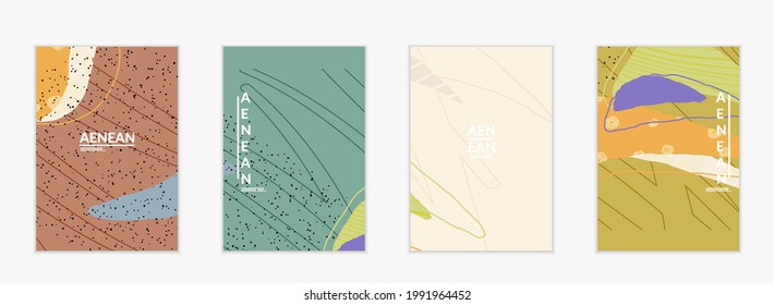 Vector cover template with motley shapes or bolts hand drawn textured. Striped wavy shapes and lines design. Abstract hipster background in flat style. Modern artwork pattern.