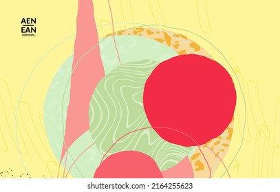 Vector cover template with motley shapes or bolts hand drawn textured. Striped wavy shapes and lines design. Abstract hipster background in flat style. Modern artwork pattern. 