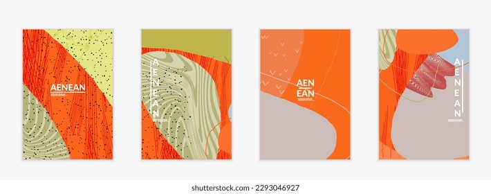 Plantilla de cubierta vectorial con formas variadas o tornillos dibujados a mano con textura. Diseño de líneas y formas onduladas a rayas. Resumen de fondo hipster de estilo plano. Patrón de arte moderno.