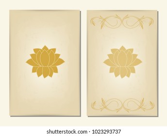 vector cover template in vintage style with symbol of Lily and Lotus. for poster design, menu, album, ticket and others