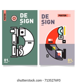 Vector covers design set with retro style. Cool geometric memphis style poster template with alphabets typography. Summer and autumn design template.