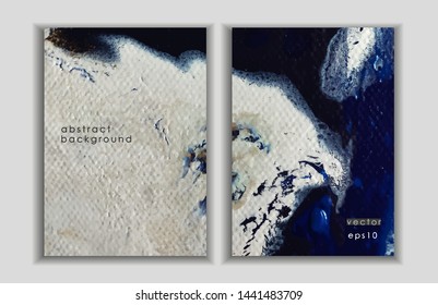 Vector covers design set with textures. Set of templates brochure, cover and sheets. Abstract painted background. Marble effect painting. 