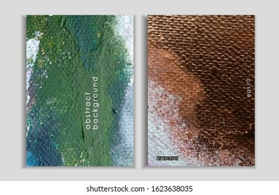 Vector covers design set with textures. Set of templates brochure, cover and sheets. Abstract painted background. Marble effect painting
