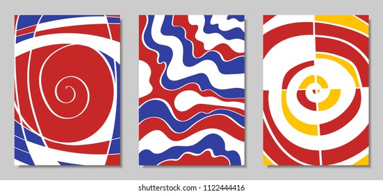 Vector Covers Set in Hand Drawn Style. Abstract Backgrounds with Handwritten Wavy Lines and Shapes, Spirals, Dots. Creative Hipster Illustration. Scribble. Vector Abstractions for Screen Wallpapers.