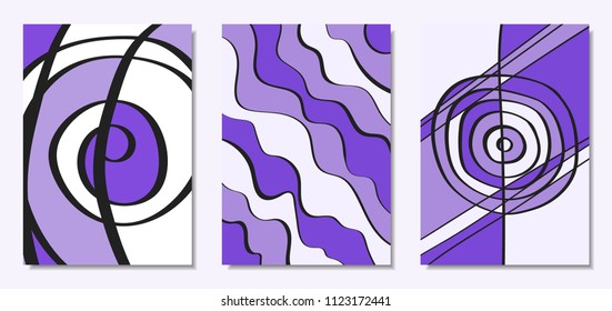 Vector Covers Set in Hand Drawn Style. Abstract Backgrounds with Handwritten Wavy Lines and Shapes, Spirals, Dots. Creative Hipster Illustration. Scribble. Vector Abstractions for Screen Wallpapers.