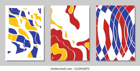 Vector Covers Set in Hand Drawn Style. Abstract Backgrounds with Handwritten Wavy Lines and Shapes, Spirals, Dots. Creative Hipster Illustration. Scribble. Vector Abstractions for Screen Wallpapers.