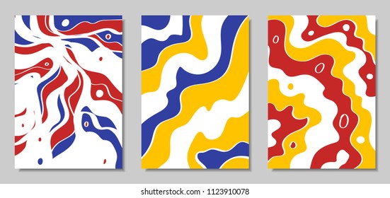 Vector Covers Set in Hand Drawn Style. Abstract Backgrounds with Handwritten Wavy Lines and Shapes, Spirals, Dots. Creative Hipster Illustration. Scribble. Vector Abstractions for Screen Wallpapers.