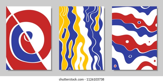 Vector Covers Set in Hand Drawn Style. Abstract Backgrounds with Handwritten Wavy Lines and Shapes, Spirals, Dots. Creative Hipster Illustration. Scribble. Vector Abstractions for Screen Wallpapers.