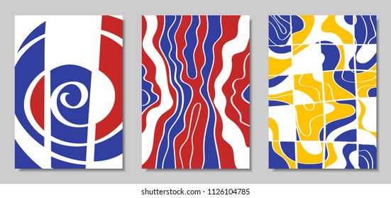 Vector Covers Set in Hand Drawn Style. Abstract Backgrounds with Handwritten Wavy Lines and Shapes, Spirals, Dots. Creative Hipster Illustration. Scribble. Vector Abstractions for Screen Wallpapers.