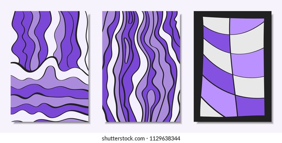 Vector Covers Set in Hand Drawn Style. Abstract Backgrounds with Handwritten Wavy Lines and Shapes, Spirals, Dots. Creative Hipster Illustration. Scribble. Vector Abstractions for Screen Wallpapers.