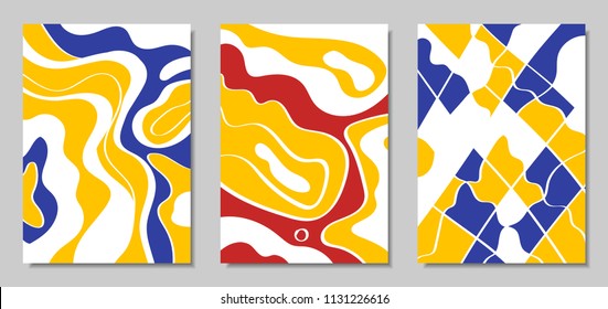 Vector Covers Set in Hand Drawn Style. Abstract Backgrounds with Handwritten Wavy Lines and Shapes, Spirals, Dots. Creative Hipster Illustration. Scribble. Vector Abstractions for Screen Wallpapers.