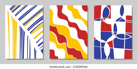 Vector Covers Set in Hand Drawn Style. Abstract Backgrounds with Handwritten Wavy Lines and Shapes, Spirals, Dots. Creative Hipster Illustration. Scribble. Vector Abstractions for Screen Wallpapers.