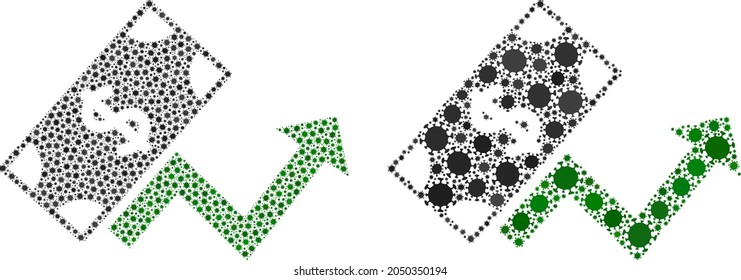 Vector covid composition dollar growth trend constructed for lockdown illustrations.