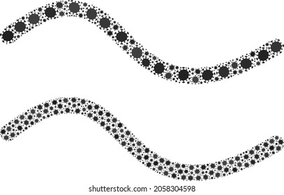 Vector covid mosaic wave line created for doctor purposes. Mosaic wave line is based on icon and it is constructed of biohazard coronavirus infection icons.
