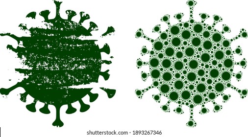 Vector covid virus mosaic is made of random itself covid virus icons. Rough covid virus icon. Recursion mosaic for covid virus.