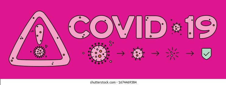 Vector COVID-19 corona virus custom lettering editable stroke line designed illustration