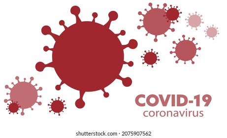 Vector of COVID-19 Coronavirus with germs in dark red on white background. Global pandemic, sickness, infection.